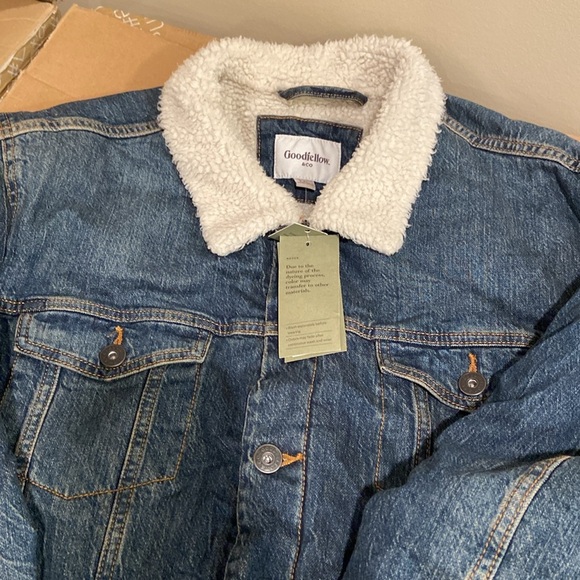 Men's Faux Shearling Lined Denim Trucker
Jacket - Goodfellow & Co™ Blue - Picture 6 of 9